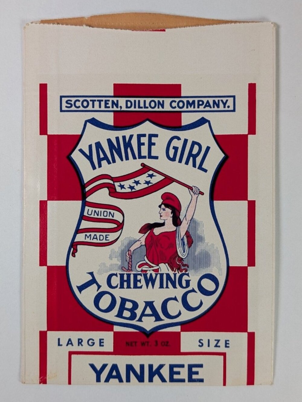 Yankee Girl Union Worker Made Chewing Tobacco 3 oz Pouch Scotten Dillon Co. VTG